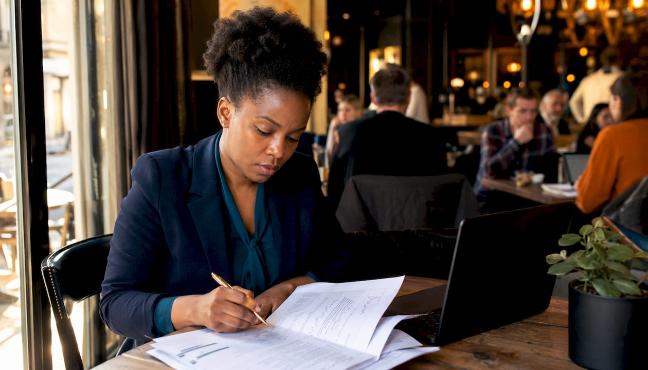 Woman typing on laptop checking FCA status