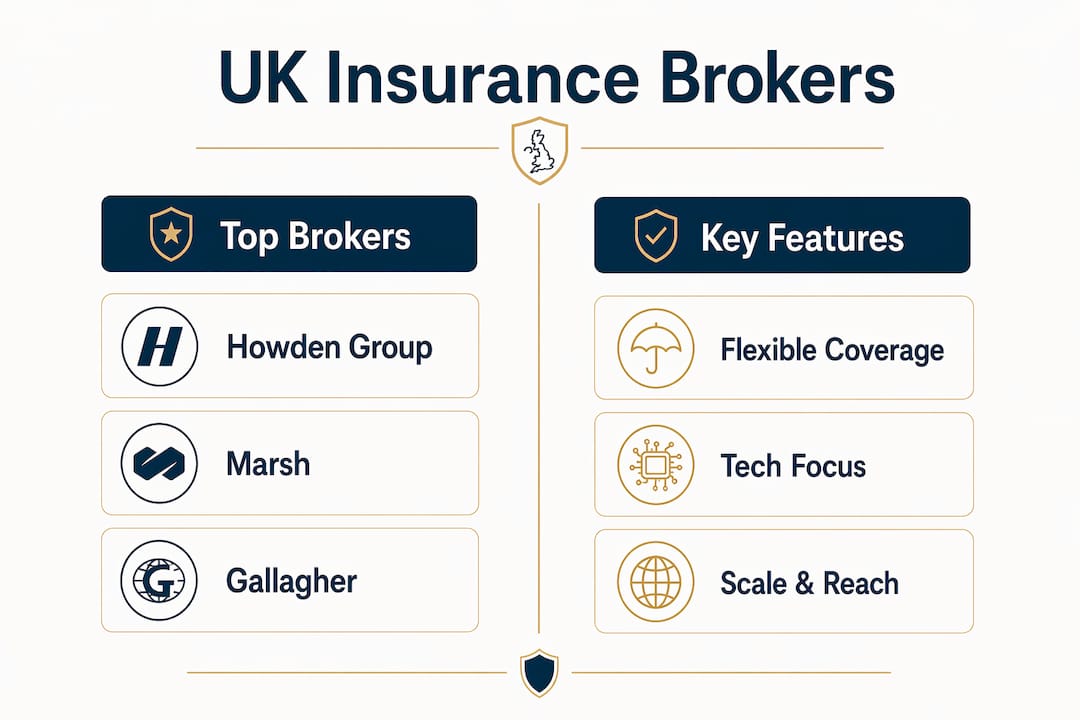 Infographic comparing UK insurance brokers and features