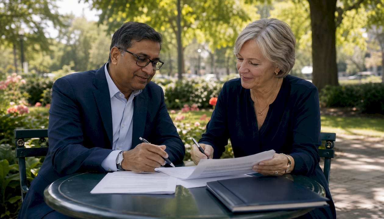 Two experts discussing estate planning documents
