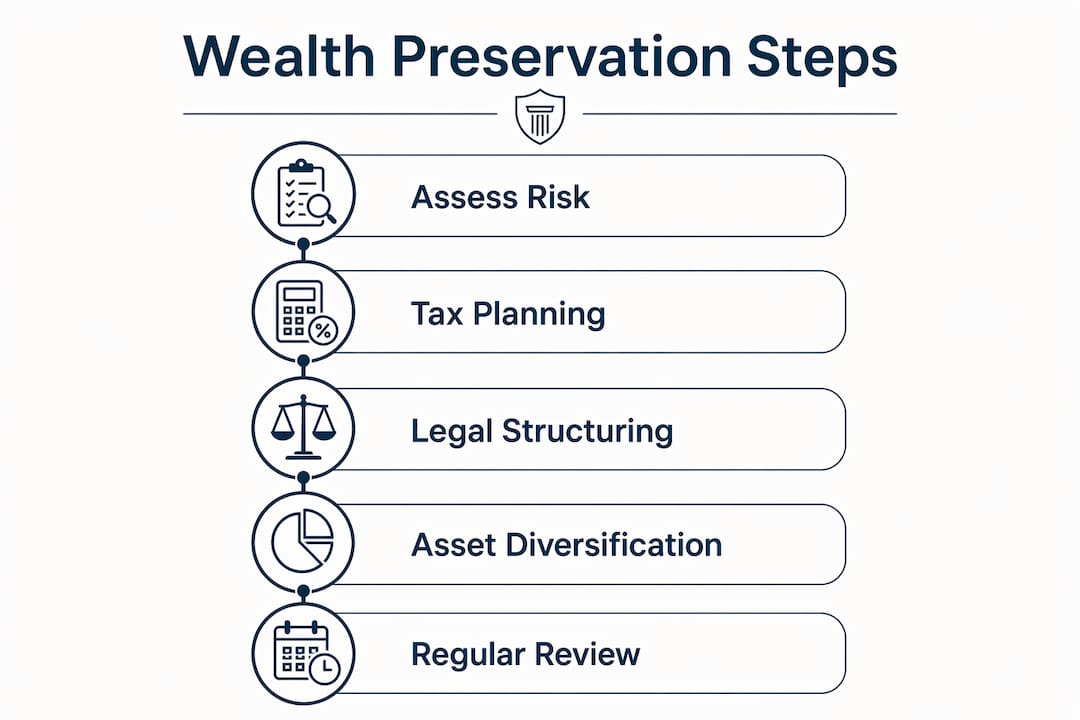 Infographic outlining five key wealth preservation steps