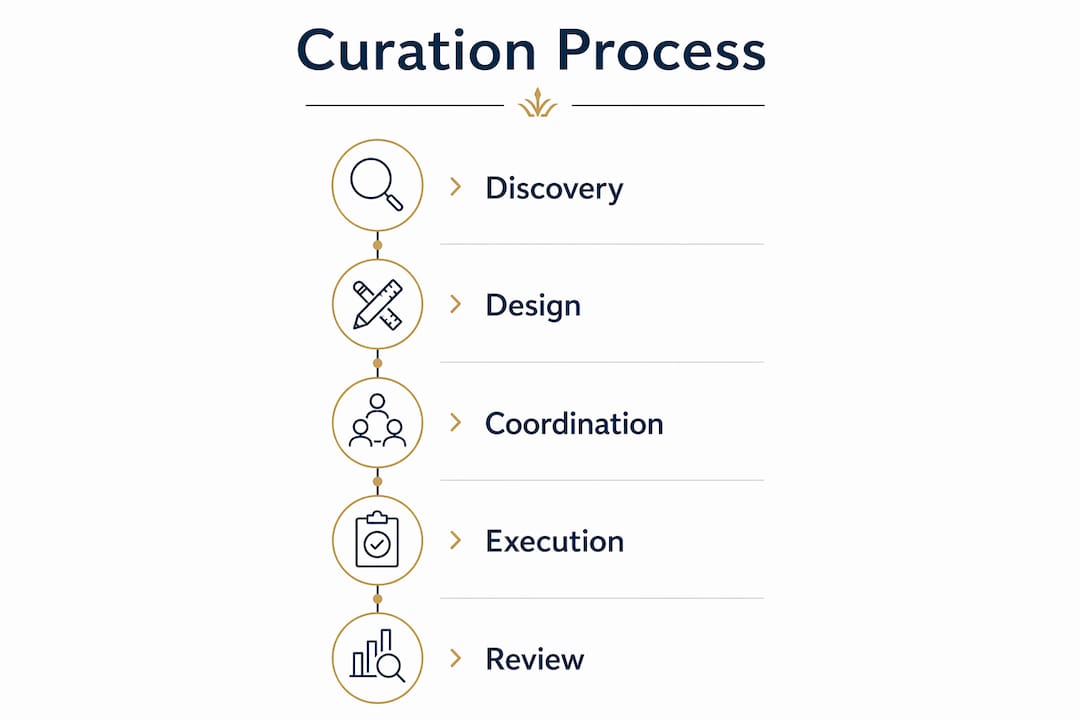 Infographic illustrating family office curation process steps