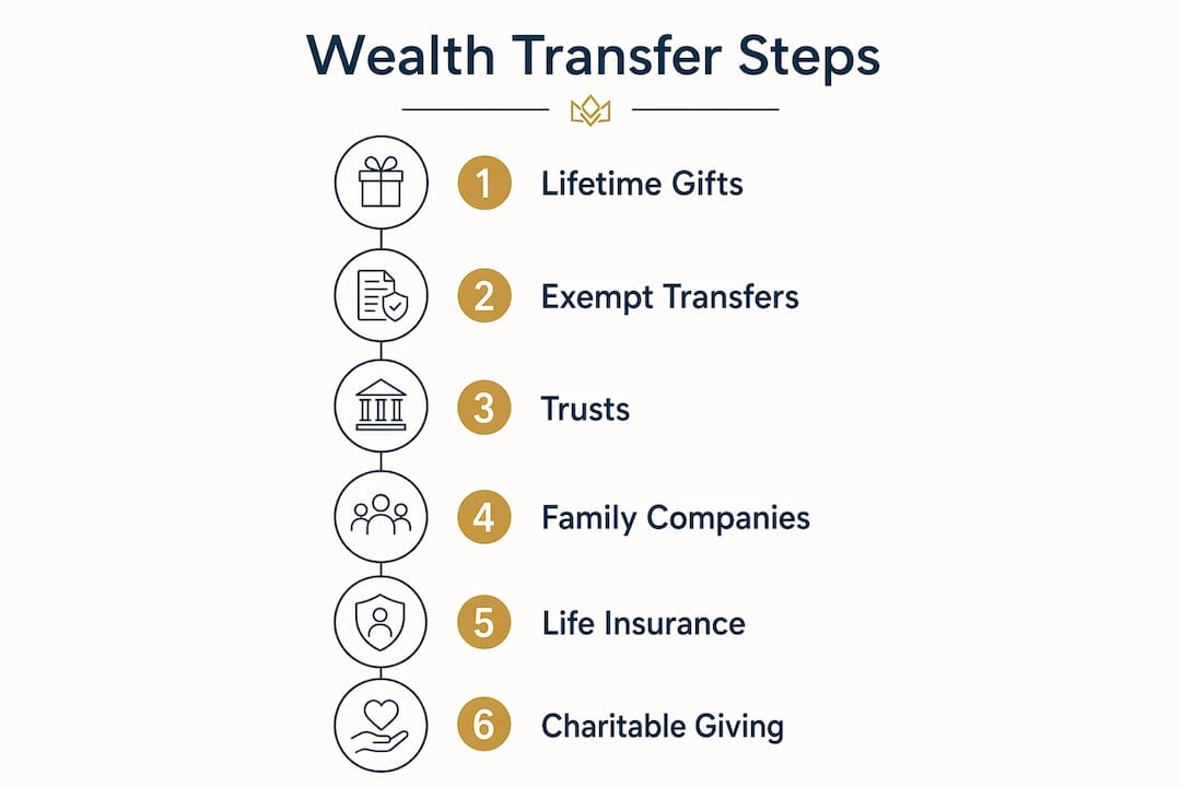 Infographic showing steps in wealth transfer
