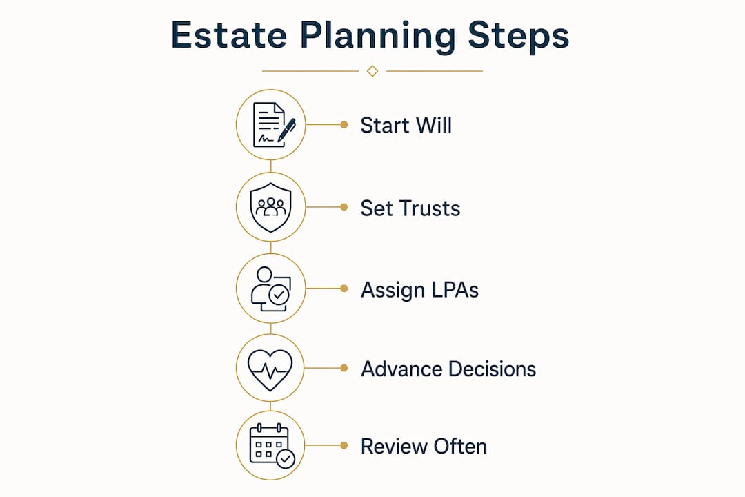 Infographic illustrating estate planning steps