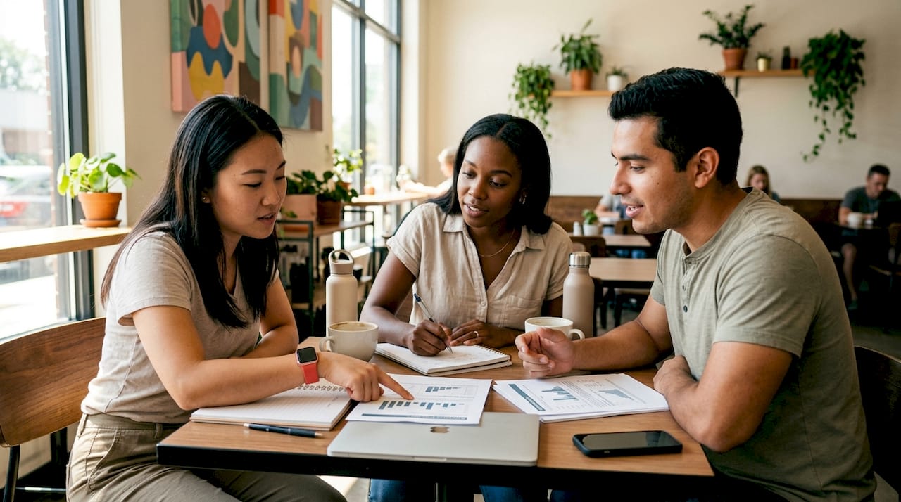 Nursing students analyzing mock exam scores