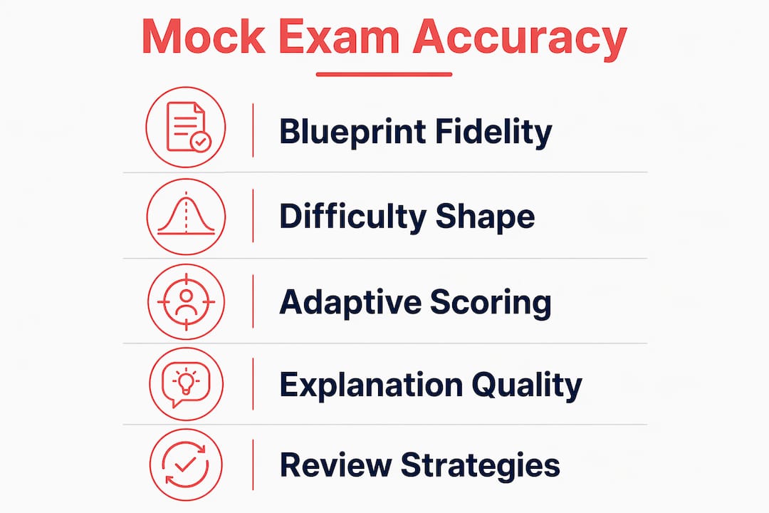 Infographic illustrating key factors of mock exam accuracy