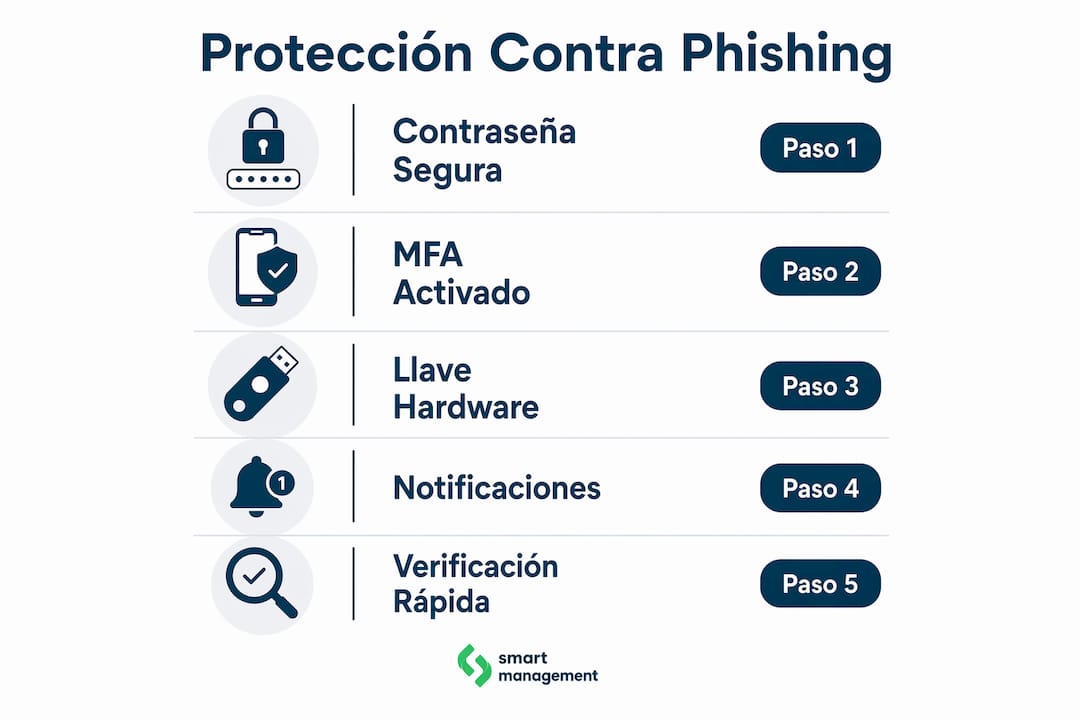 Guía visual con recomendaciones para evitar fraudes y proteger tu cuenta bancaria del phishing