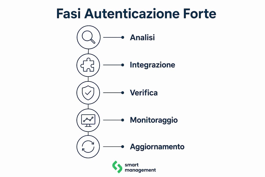 Infografica che illustra i passaggi dell'autenticazione a due fattori