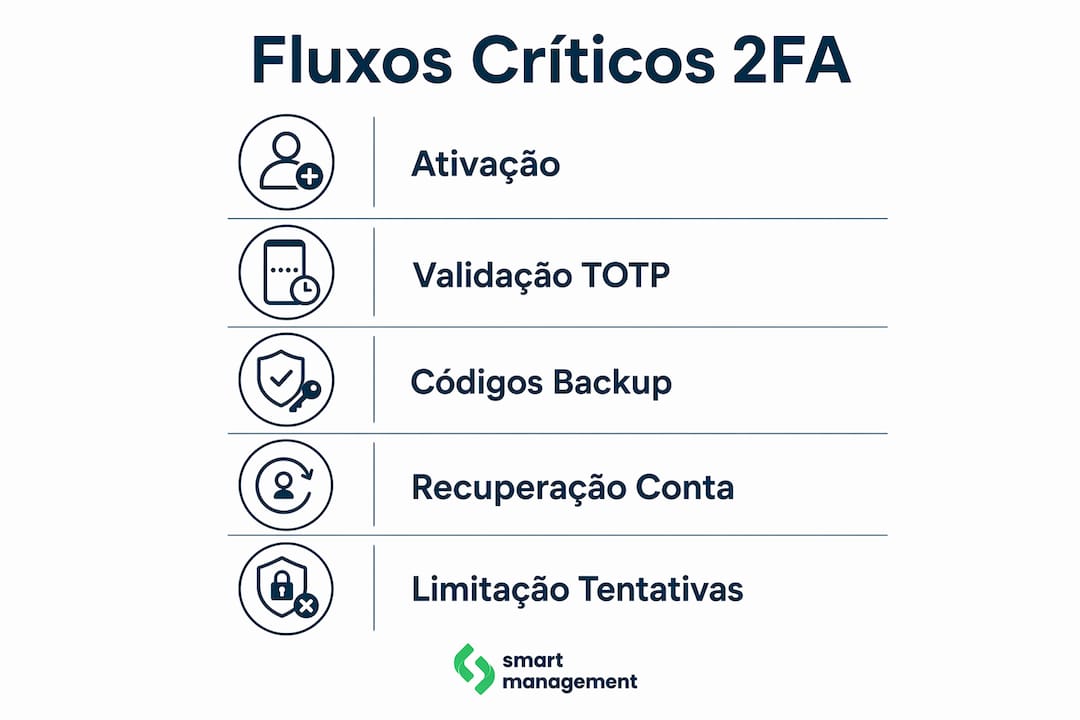 Infográfico com os passos fundamentais para testar a autenticação de dois fatores
