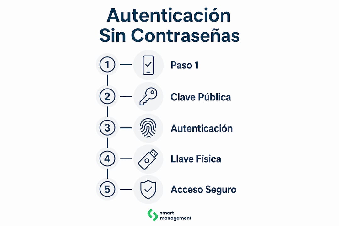 Infografía: pasos esenciales para la autenticación sin necesidad de contraseñas