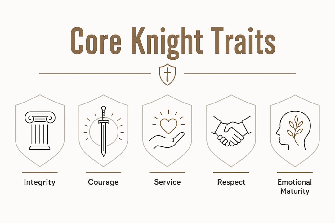 Infographic showing core characteristics of modern knights