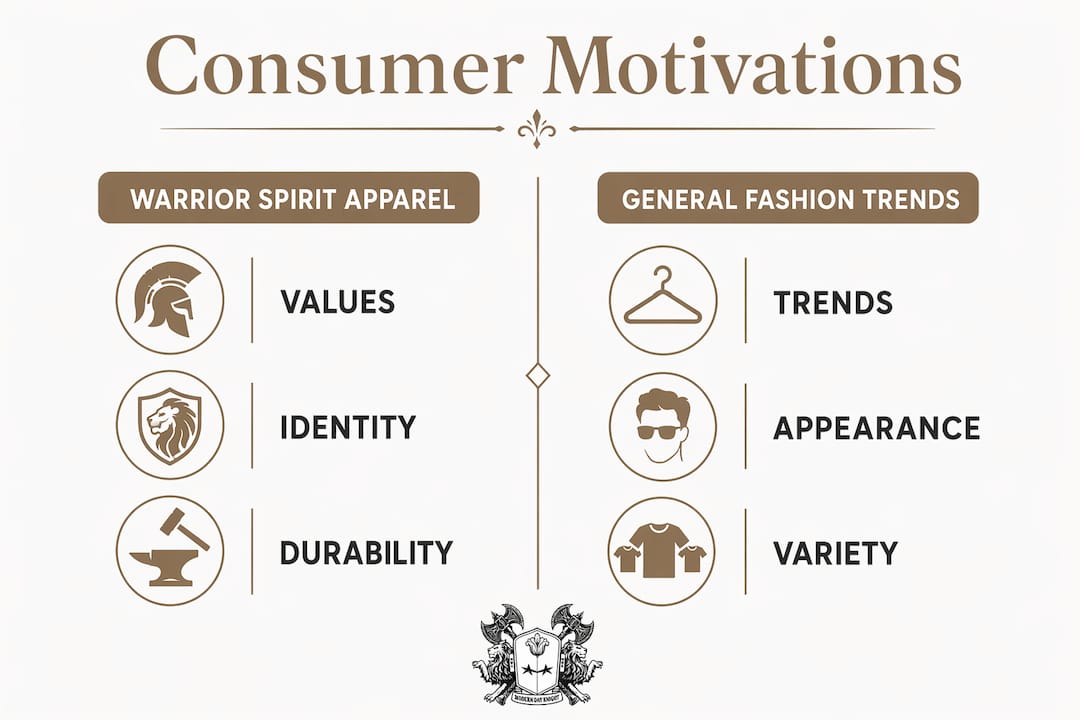 Infographic comparing warrior apparel and general fashion