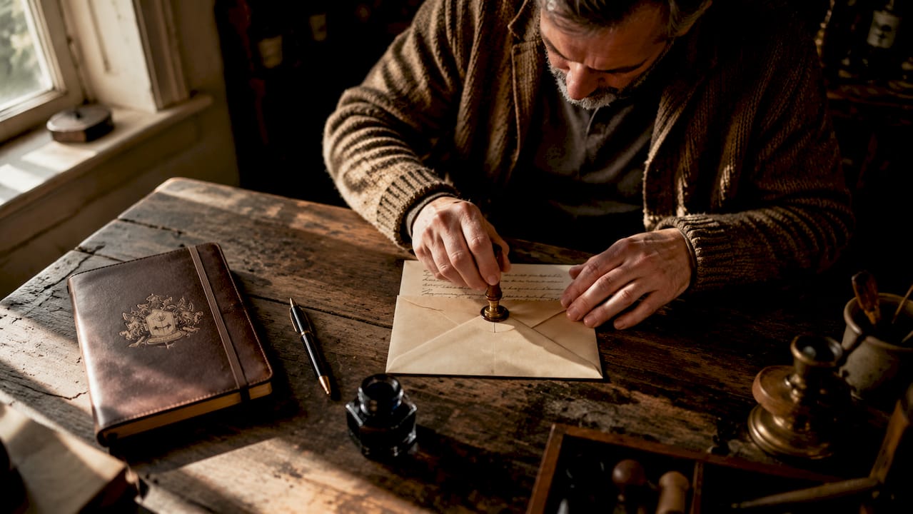 Man sealing letter representing integrity