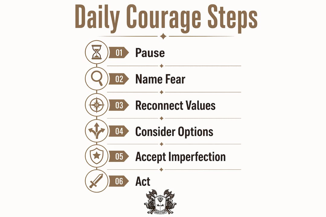 Infographic showing 6-step courage cultivation process