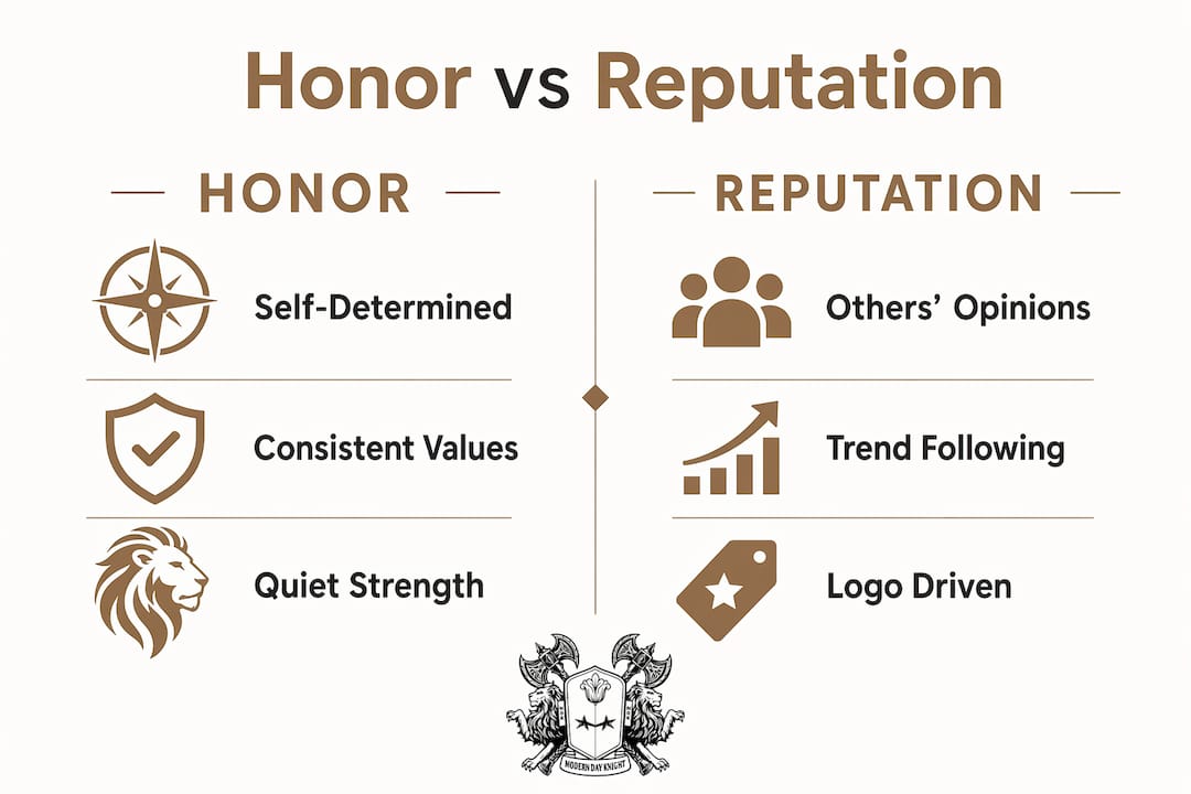 Infographic comparing honor versus reputation in fashion