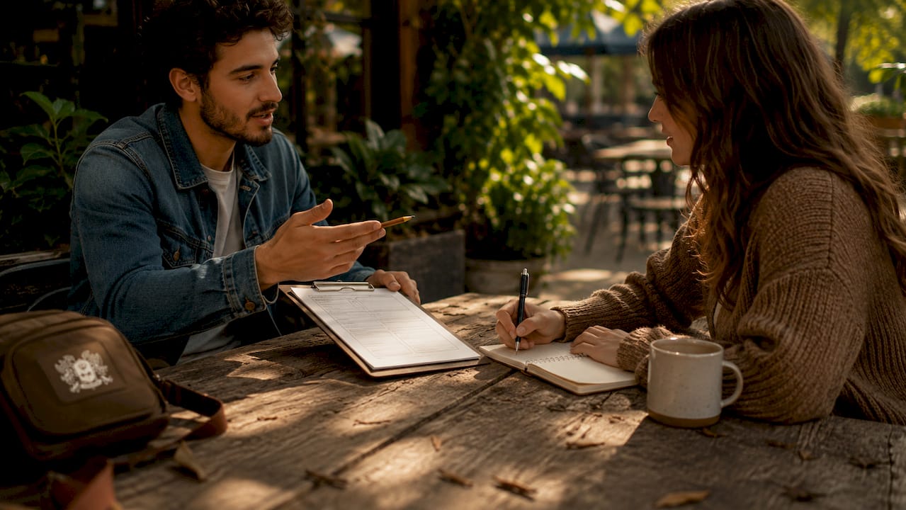 Two people discussing code of honor components