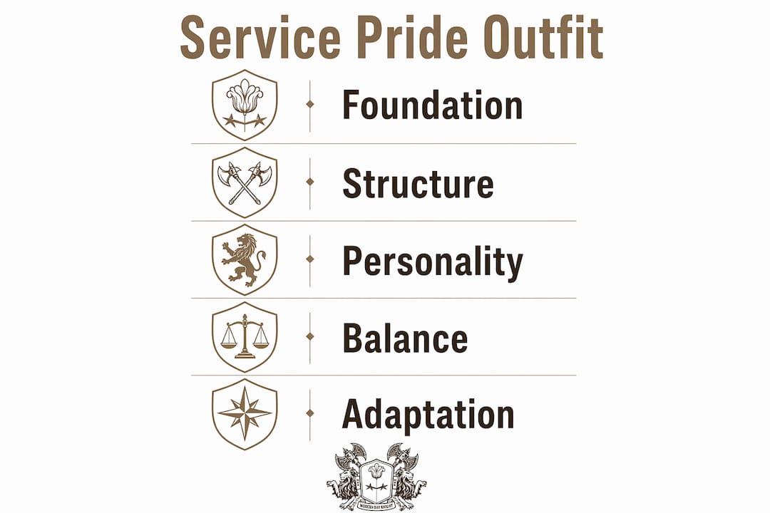 Infographic outlining 5 steps to build service pride outfit