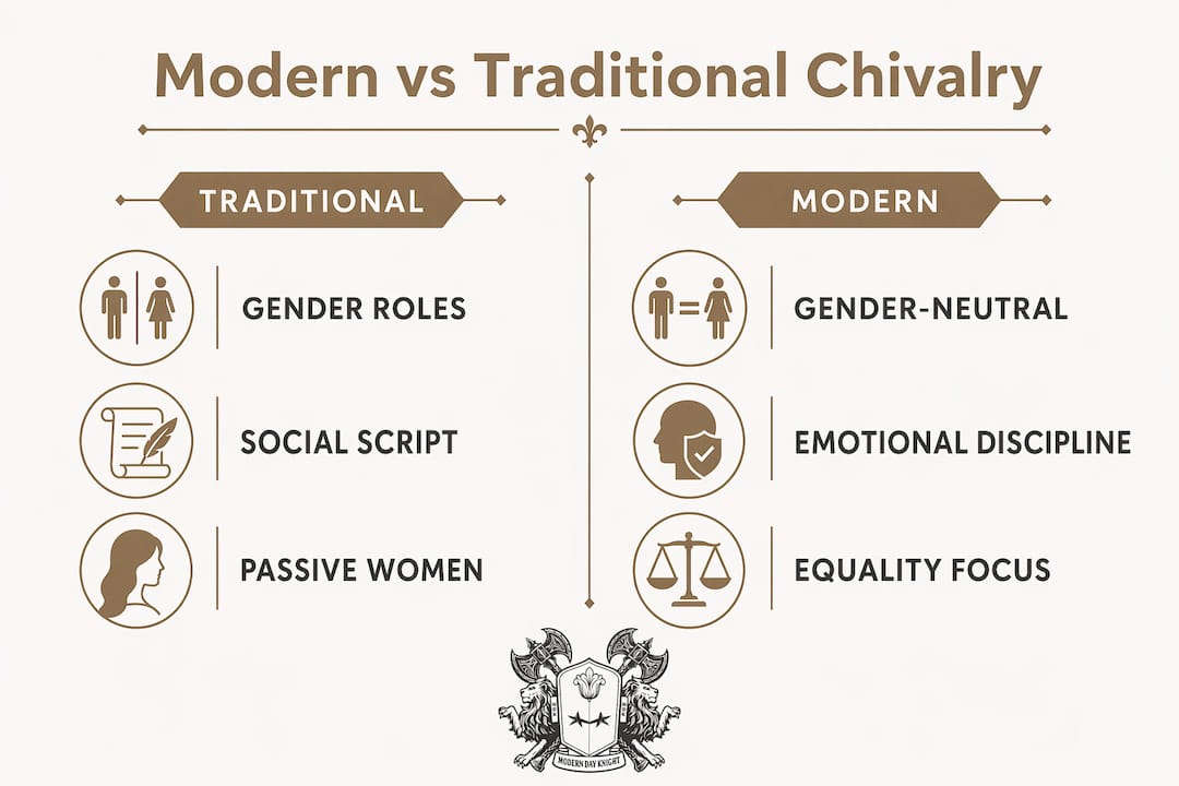 Infographic comparing modern and traditional chivalry