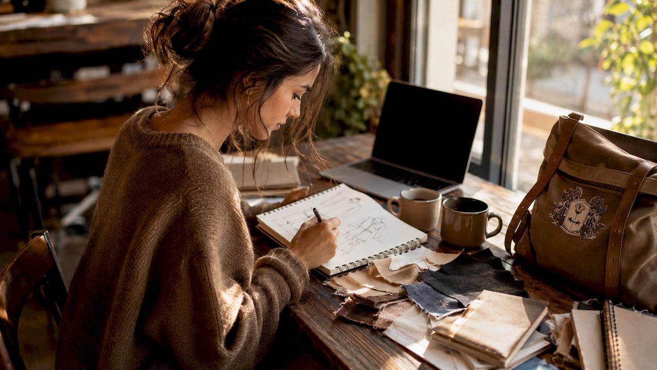 Designer sketching honor-inspired apparel concepts
