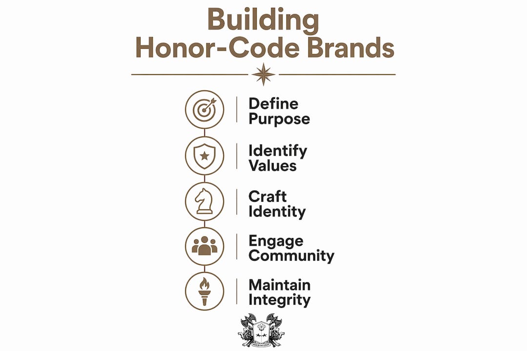 Infographic illustrating steps to build honor-code brand