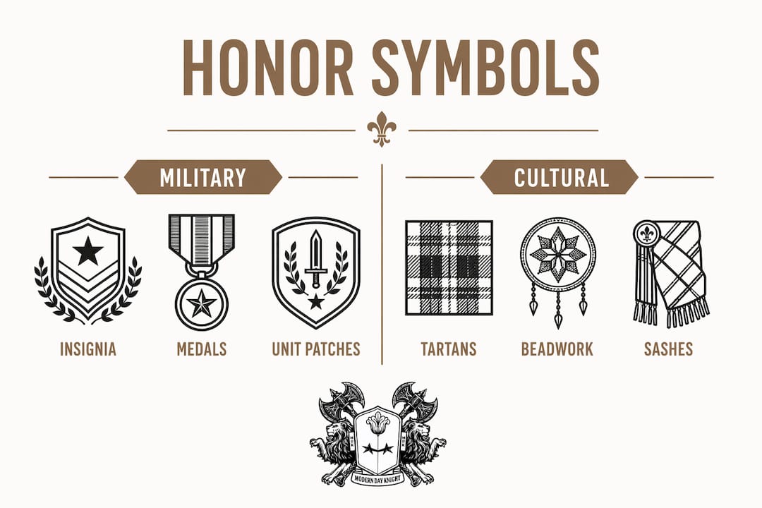 Infographic illustrating meanings of veteran honor symbols
