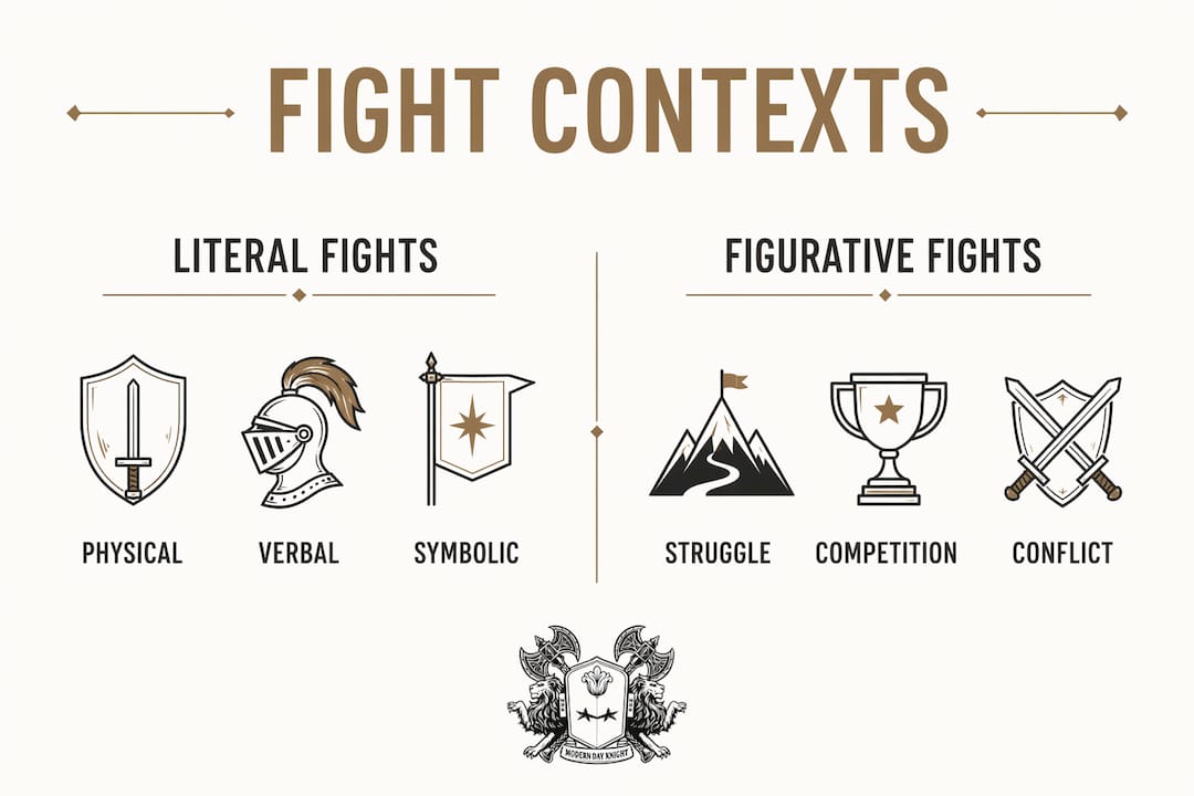 Infographic comparing literal and figurative fights