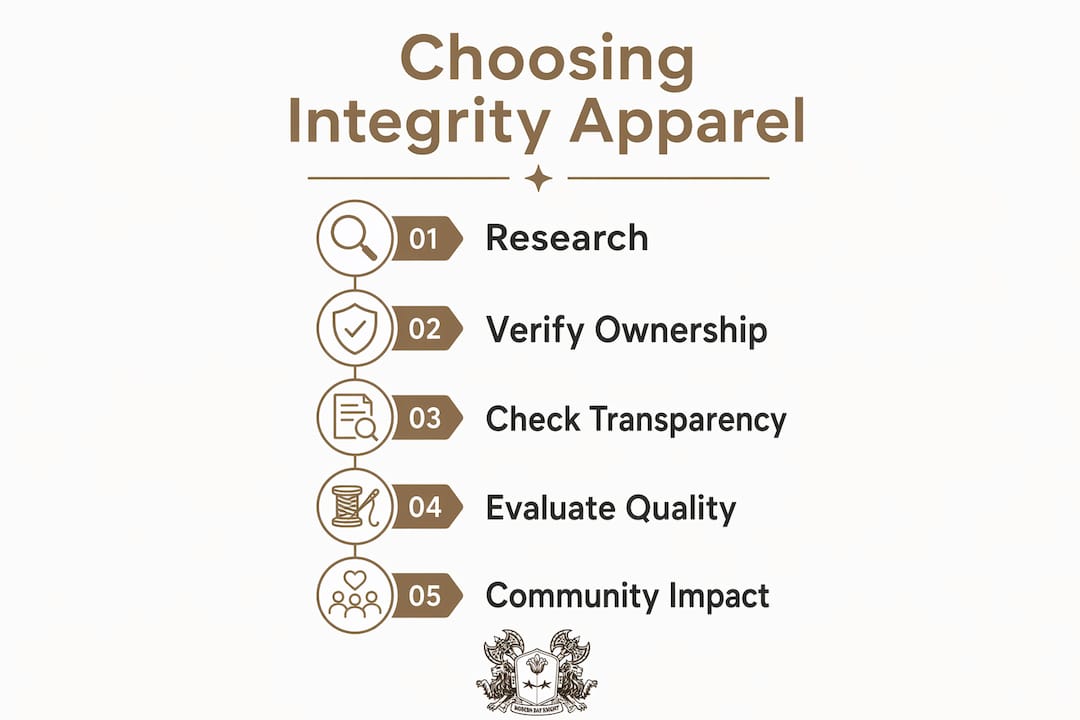 Infographic detailing steps to choose integrity apparel