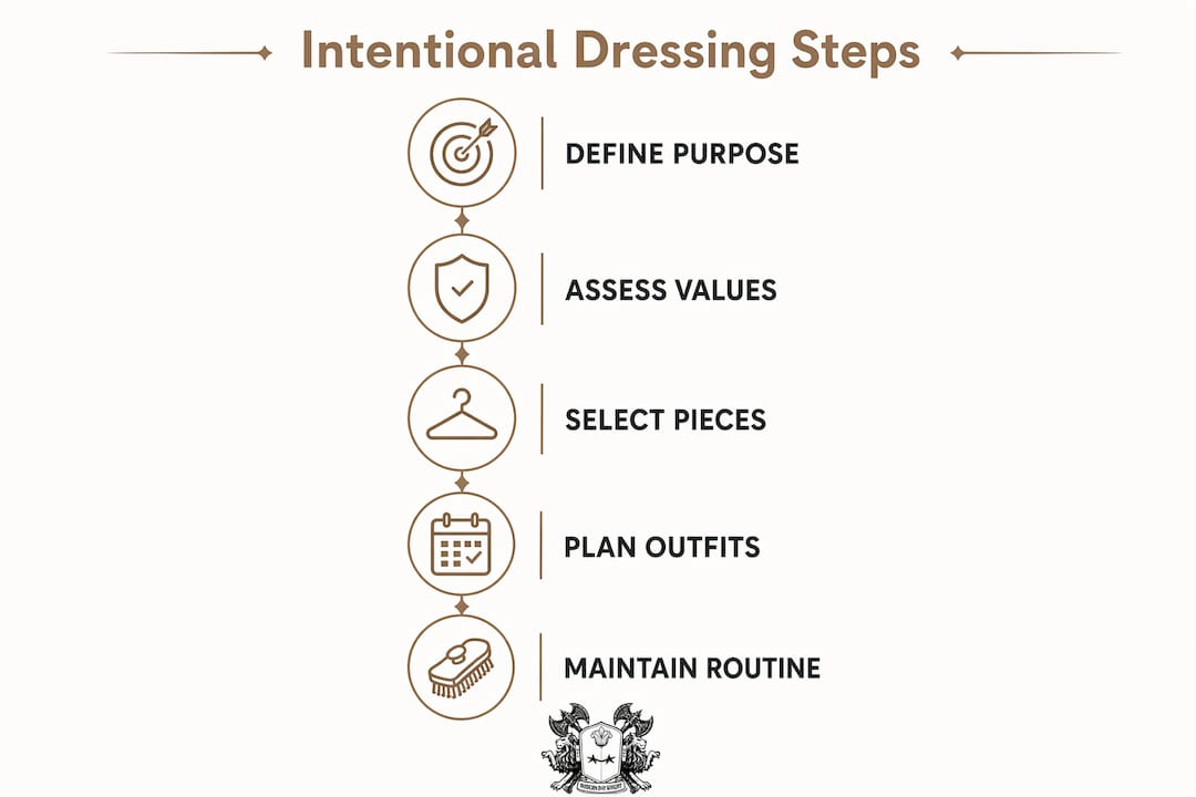 Infographic of intentional dressing steps checklist