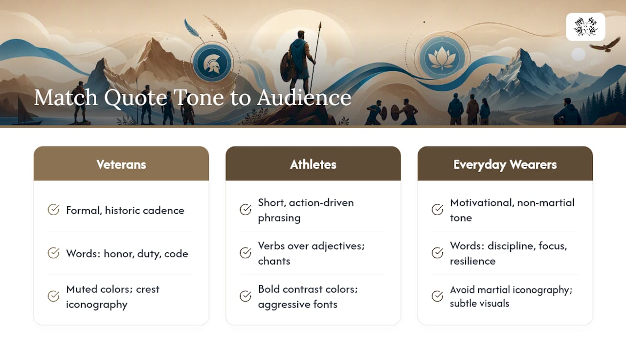 Diagram of warrior quote tone matched to audiences