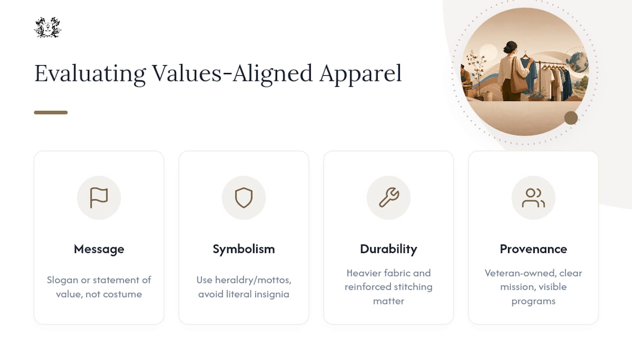 Diagram of four key rules for values-aligned apparel