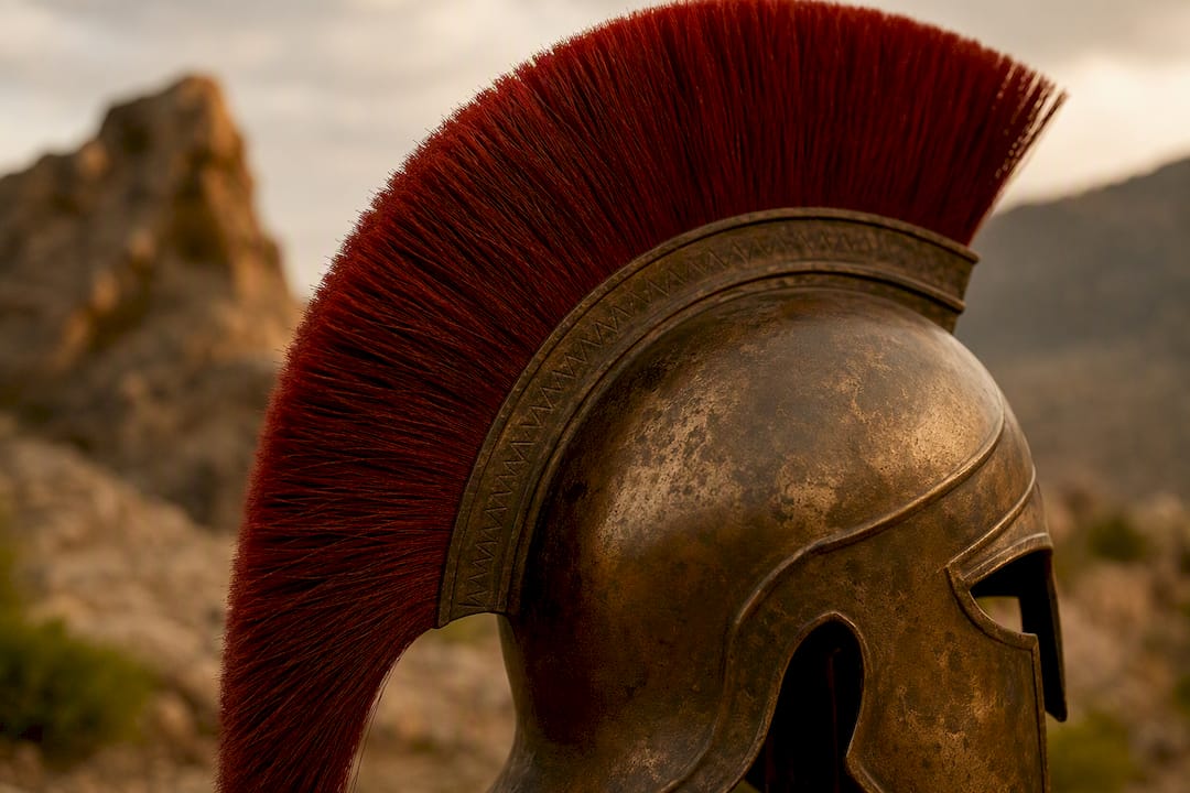 Close-up of Spartan helmet crest
