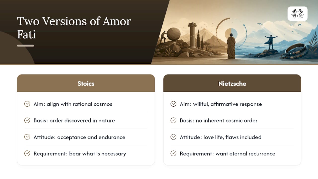 Nietzsche's Version: Defiant Affirmation Over Rational Order — overview diagram