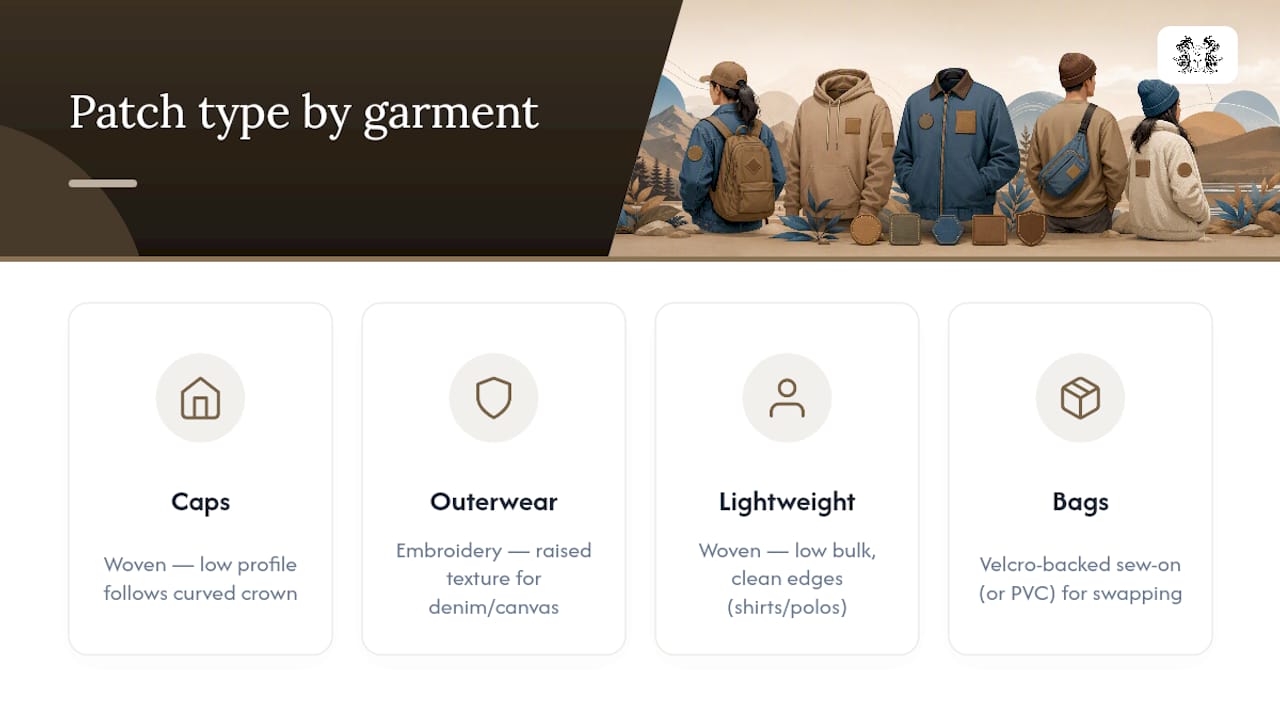 Patch types matched to garment categories