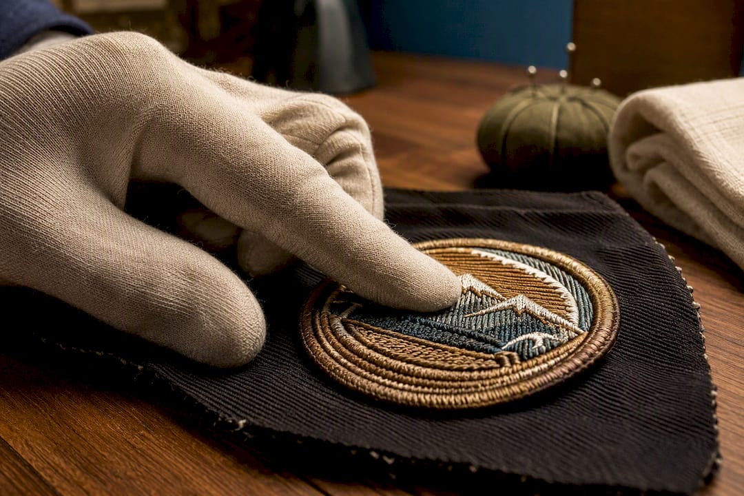Raised embroidered patch stitching