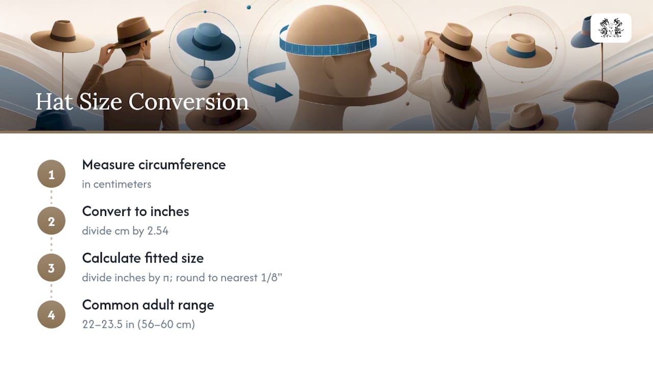 Hat circumference conversion process and size range