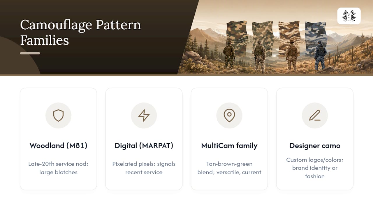 Four camouflage pattern families compared
