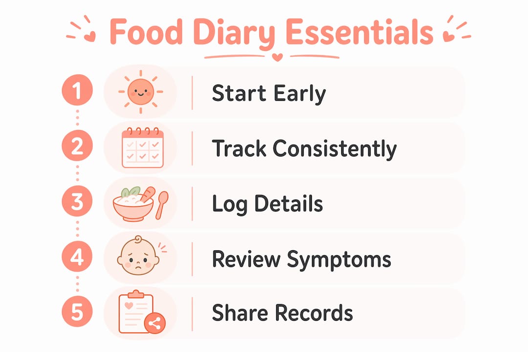 Infographic showing steps to keep effective food diary