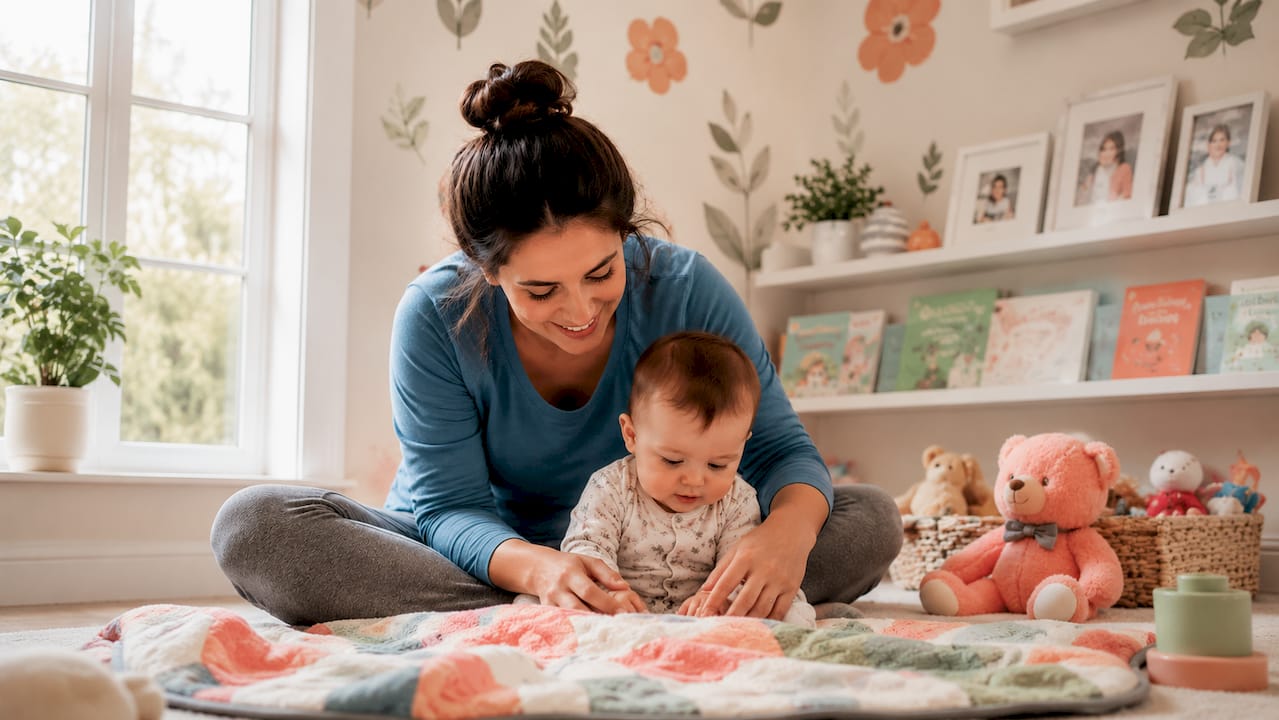 Hands with allergy diary app in nursery