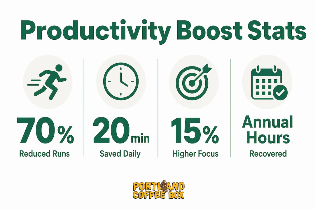 Infographic showing productivity gains from fresh coffee