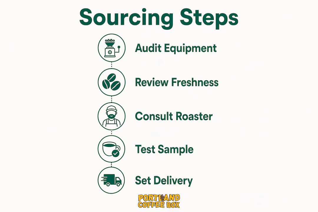 Infographic outlining steps to source local coffee