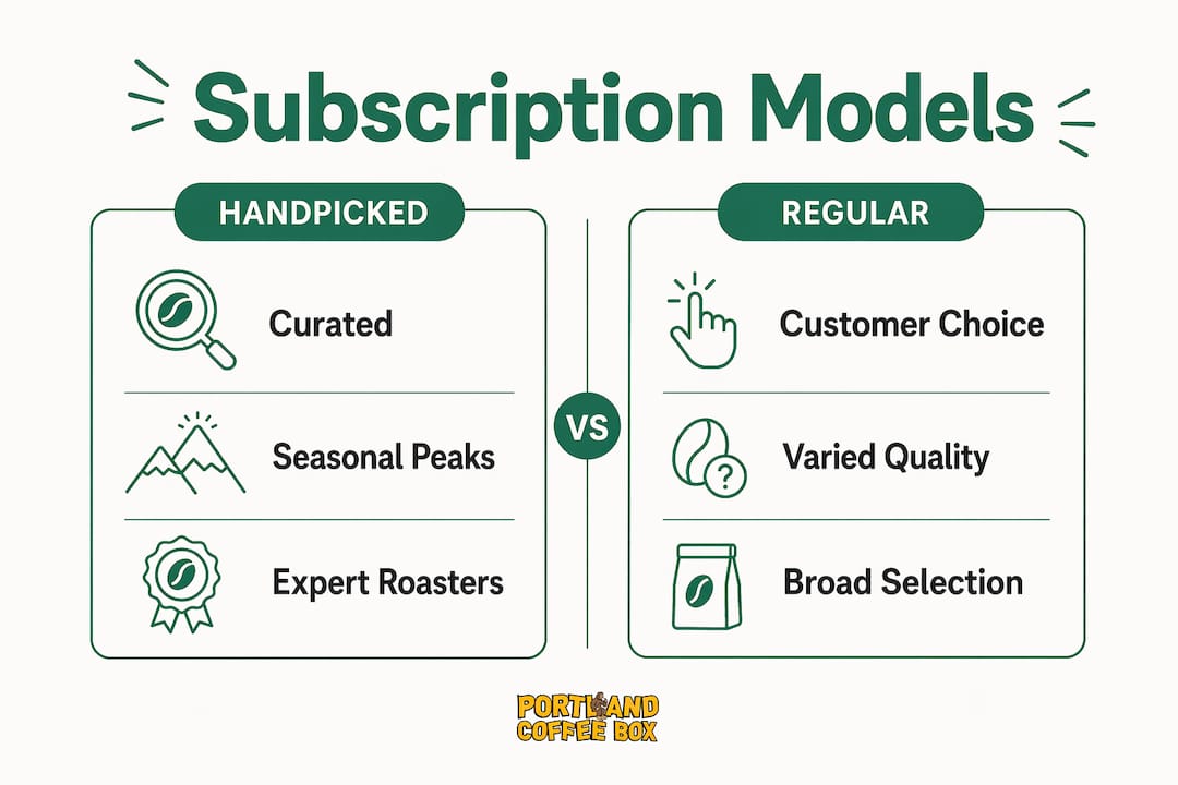 Infographic comparing handpicked and regular coffee subscriptions