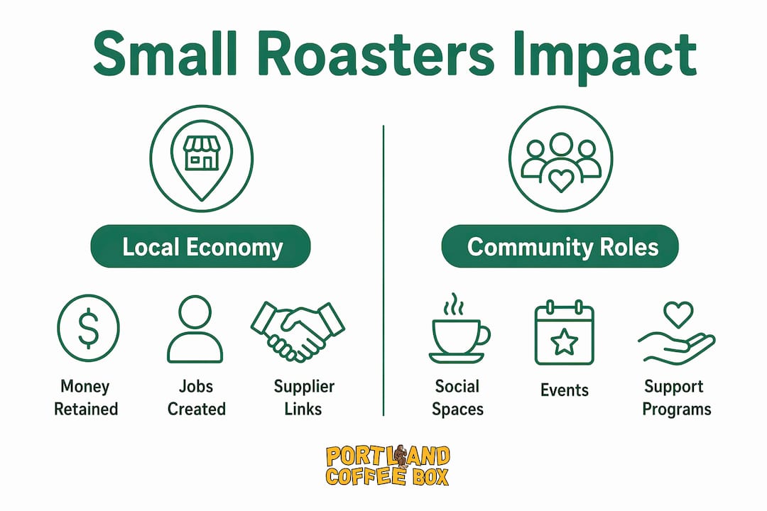 Infographic comparing local economy and community roles