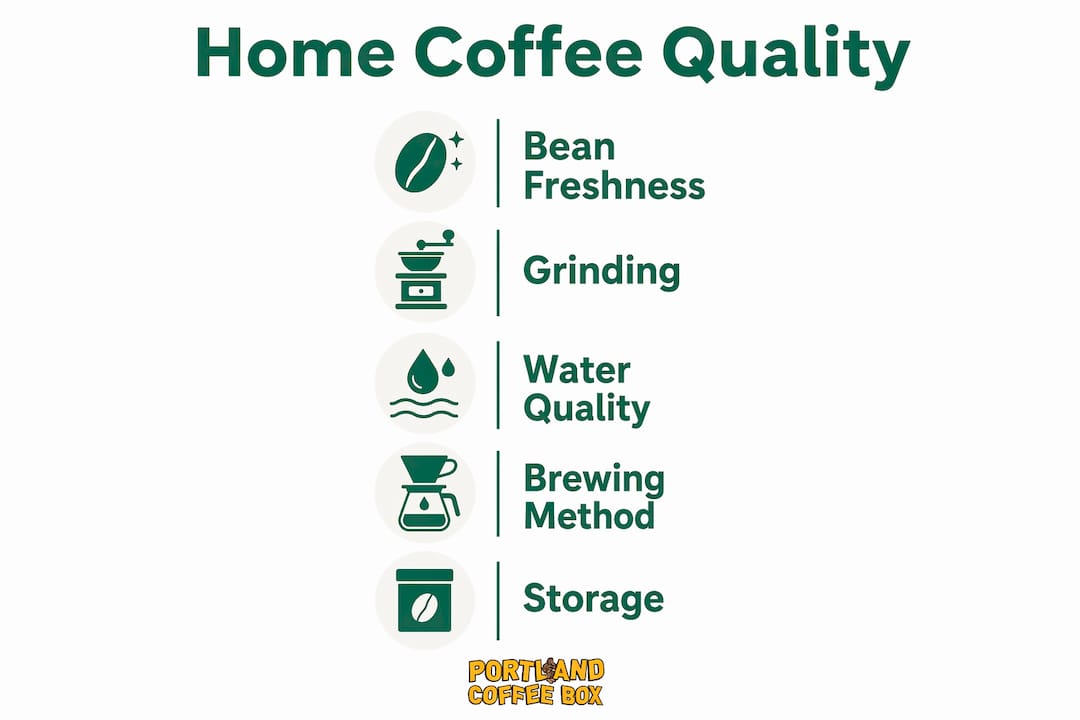 Infographic outlining key home coffee quality factors