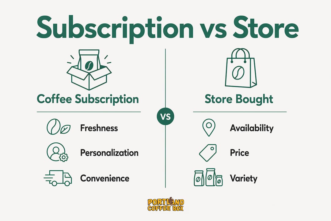 Infographic comparing coffee subscription and store bought features