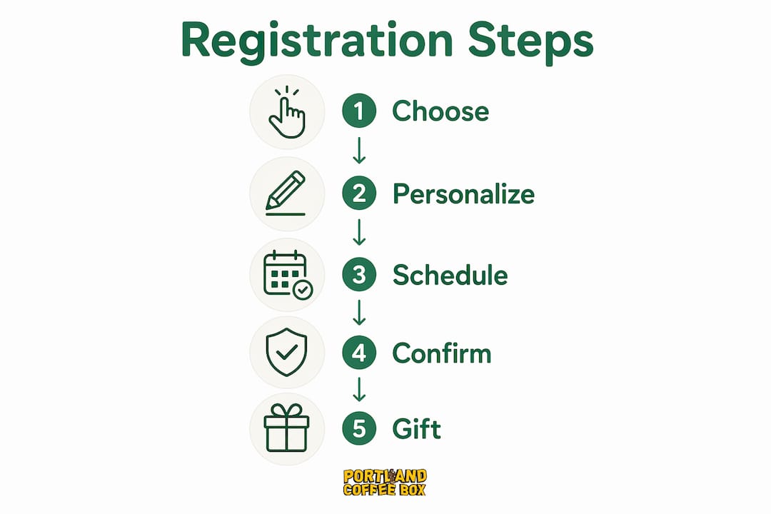 Infographic showing coffee subscription gift registration steps