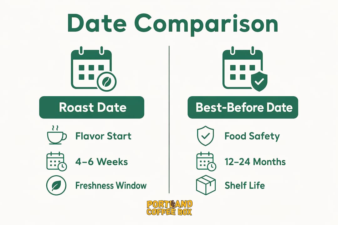 Infographic comparing roast date and best-before date