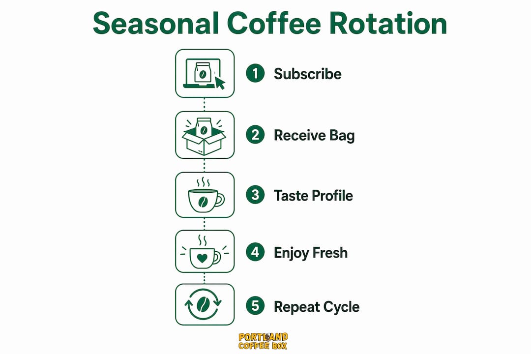 Infographic showing seasonal coffee subscription process steps