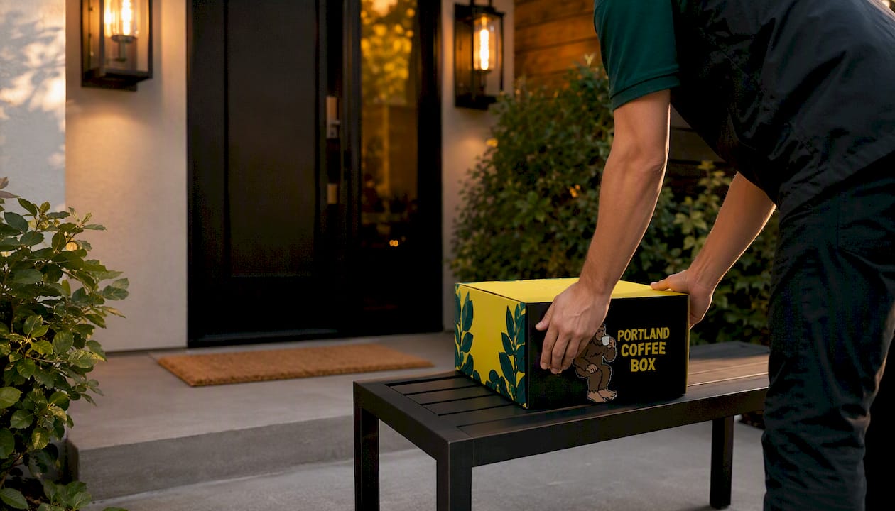 Subscription gift package delivered at home doorstep