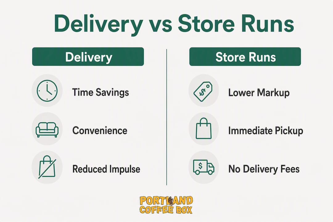 Comparison infographic of delivery vs store runs
