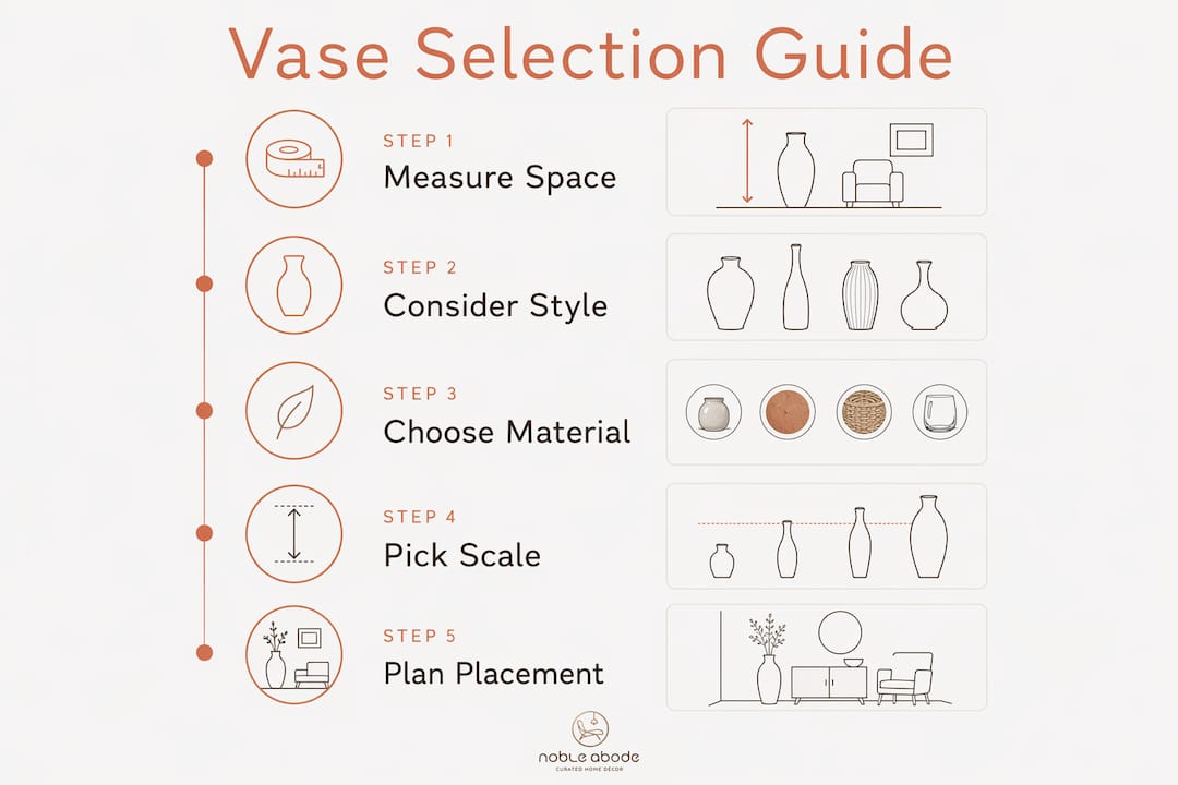 Infographic outlining floor vase selection steps