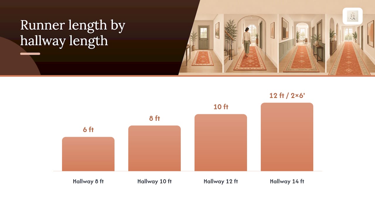 Diagram mapping hallway length to runner length recommendations